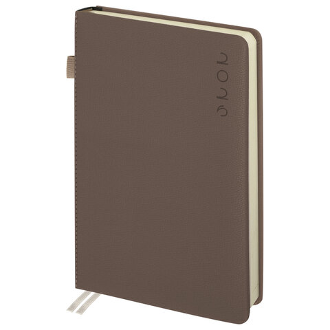 Ежедневник датированный 2026, А5, 138х213 мм, BRAUBERG "Essential", под кожу, держатель, серый, 117397