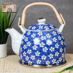 Чайник заварочный 1100 мл с металлическим ситом / RE-310 /уп 36/ плетеная ручка