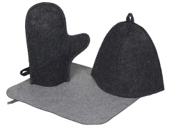 Банный набор из шапки, рукавицы и коврика «Calm», Цвет серый