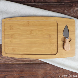 Доска разделочная и нож для сыра 20х33 см / WE-507 /уп 48/ дерево