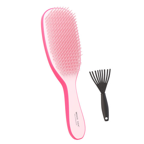 Расческа для волос массажная 23х6,5 см, розовая + щетка для чистки В ПОДАРОК, MONTE VITA (МОНТЕ ВИТА), 457428