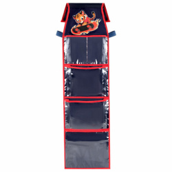 Кармашки-органайзер в шкафчик для детского сада BRAUBERG KIDS, крепление на липучке, наклейки-подсказки, 24х88 см, "Tiger", 273285