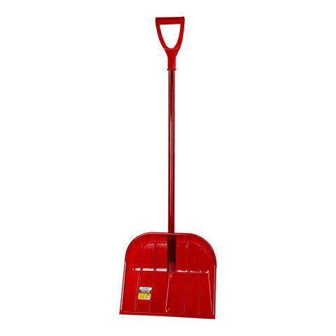 Лопата снеговая 44х38 см "ПОЛИКАРБОНАТ" ГРАНДМАСТЕР, ПРОЧНАЯ, алюминиевый черенок с V-ручкой 130 см, цвет красный, 606625