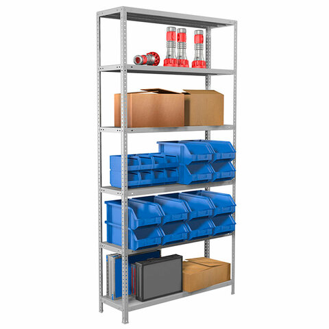 Стеллаж металлический BRABIX "MS 220/40-6", 2200х1000х400 мм, 6 полок, 291374