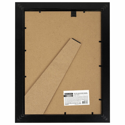 Рамка 21х30 см небьющаяся, КОМПЛЕКТ 3 шт., багет 29 мм, МДФ, BRAUBERG "Basic", черная, 391261