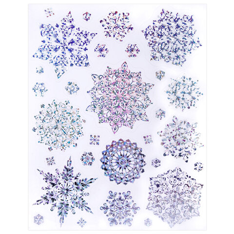 Наклейка для окон, 30х38 см, "Морозные снежинки", голография, серебро, ЗОЛОТАЯ СКАЗКА, 592574