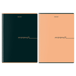 Тетрадь А4, 96 л., BRAUBERG, гребень, клетка, матовая ламинация, "Минимал_Цвет" (микс в спайке), 405319