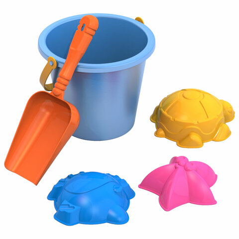 Набор для игр в песке: ведерко, совочек, 3 формочки "Морские", НОРДПЛАСТ, ш/к40463, 44