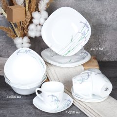 Столовый набор 16 предметов на 4 персоны квадратный / GRAY-16/865220 (6530) /уп 2/