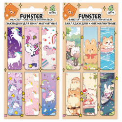Закладки для книг МАГНИТНЫЕ, "GIRLS", набор 12 штук, 60x20 мм, FUNSTER, 116654
