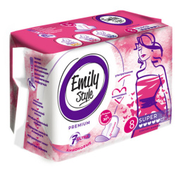 Прокладки женские гигиенические 8 шт., EMILY STYLE "Premium" SUPER, УЛЬТРАТОНКИЕ