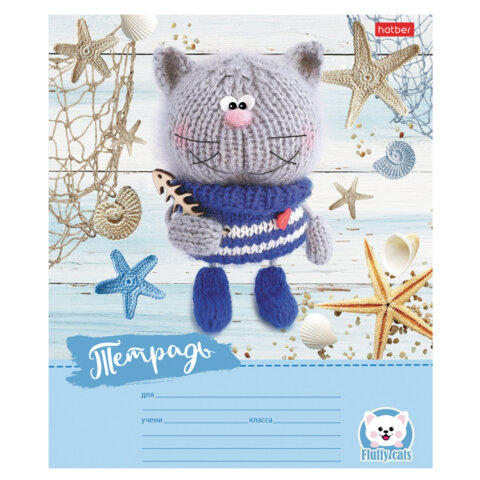 Тетрадь 12л. HATBER узкая линия, обложка картон, Уютные котики (микс в спайке), 12Т5В7