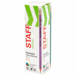 Карандаш чернографитный с ластиком STAFF EVERYDAY BLP-CLR, 1 шт., НВ, цвет корпуса ассорти, 182117