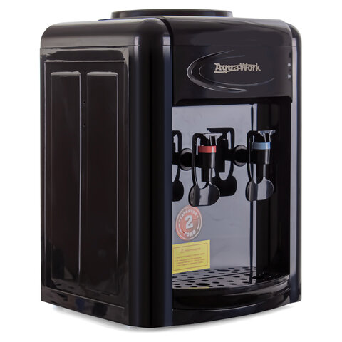 Кулер для воды AQUA WORK 0.7-TDR, настольный, НАГРЕВ/ЭЛЕКТРОННОЕ ОХЛАЖДЕНИЕ, 2 крана, черный, 34502