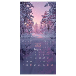 Календарь настенный перекидной 2027 г., BRAUBERG, 12 листов, 21,4х21,4 см, МИНИ, "Nature", 118433