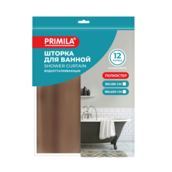Шторка для ванной ПОЛИЭСТЕР, 180х180 см, кольца в комплекте, КОРИЧНЕВЫЙ БРИЛЛИАНТ, PRIMILA (ПРИМИЛА), 700091