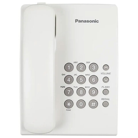 Телефон PANASONIC KX-TS2350RUW, белый, повторный набор, тональный / импульсный режим