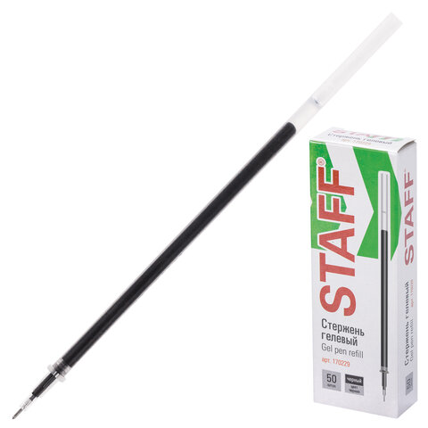 Стержень гелевый STAFF "Basic" GPR-229, 135 мм, ЧЕРНЫЙ, игольчатый узел 0,5 мм, линия 0,35 мм, 170229