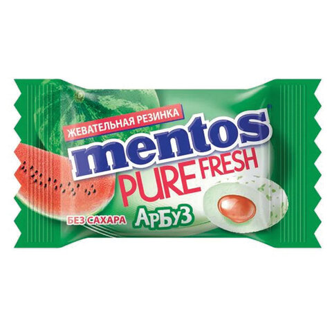Жевательная резинка MENTOS (Ментос) "Pure White" со вкусом арбуза, 100 мини-упаковок по 2 г