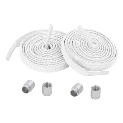 Шнурки плоские эластичные БЕЛЫЕ длина 100 см, ширина 8 мм, 2 капсулы, цвет белый, SHEGRA, 701707