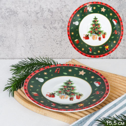 Блюдце 15,5 см / LY-2501 /уп 72/ Новогодняя
