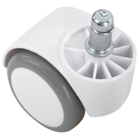 Колеса (ролики) BRABIX для кресла, прорезиненные, КОМПЛЕКТ 5 шт., шток d 11 мм, белые, в коробе, 533085