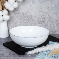 Салатник 1600 мл 203 мм Вертикаль тарелка глубокая серая линия / GR-DKW-80 /уп 36/