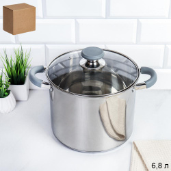 Кастрюля 6,8 лЭлиос / LB-S-1106E-6-6,8 /уп 1/ индукция/ ручки с силиконом/ Гофрокороб/ KISIGA