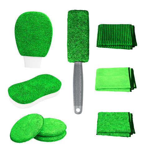 Набор для мойки авто и детейлинга 10 в 1, зеленый, СУМКА ДЛЯ ХРАНЕНИЯ В КОМПЛЕКТЕ, DASWERK, 609484