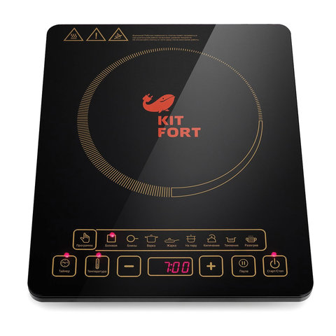Плитка электрическая индукционная KITFORT КТ-116, 1600 Вт, 1 конфорка, 8 режимов, 8 программ, сенсорное управление, черная, KT-116