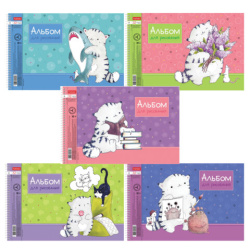 Альбом для рисования А4 32 л., спираль, обл. картон, HATBER, 198х300 мм, "Приключения кота Пирожка" (5 вид), 079775, 32А4Всп