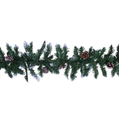 Гирлянда хвойная заснеженная с шишками, длина 270 см, диаметр 25 см, ЗОЛОТАЯ СКАЗКА, 592185