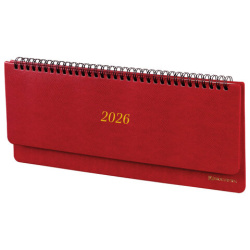 Планинг датированный 2026 305х140 мм BRAUBERG "Iguana", под кожу, красный, 117225