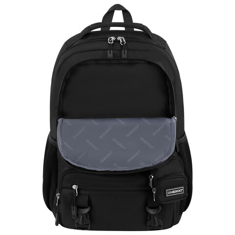 Рюкзак HEIKKI FUSION (ХЕЙКИ) универсальный, отделение для ноутбука, с КОШЕЛЬКОМ, черный, 44х31х14 см, 273864