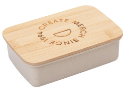 Ланч-бокс «Lunch» из пшеничного волокна с бамбуковой крышкой с гравировкой, 500 мл Цвет бежевый