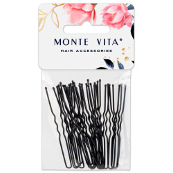 Шпильки для волос НАБОР 20 шт., 6 см, чёрный, MONTE VITA, 457103