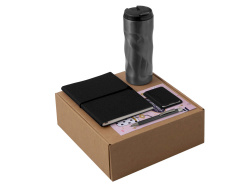 Набор «Firm» с блокнотом, ручкой и термокружкой, Цвет черный, серый