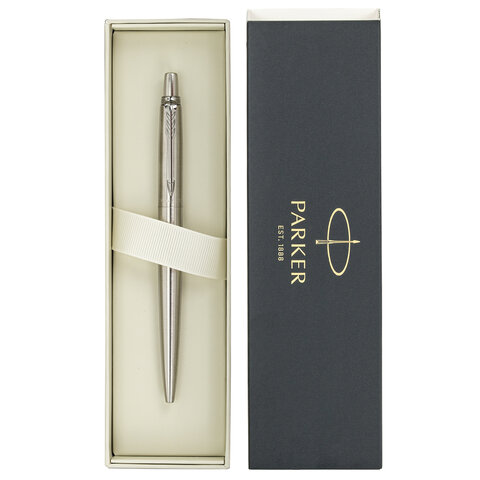 Ручка гелевая PARKER "Jotter Stainless Steel CT", корпус серебристый, детали из нержавеющей стали, черная, 2020646