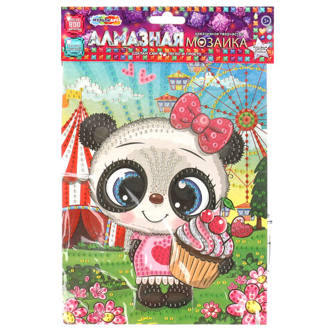 Алмазная мозаика детская АССОРТИ 10 видов, 17х23 см, на картоне МУЛЬТИ АРТ