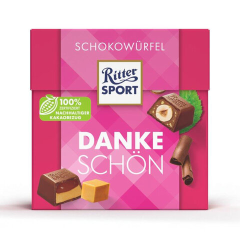 Шоколадные конфеты RITTER SPORT "DANKE SCHON", набор 5 вкусов, 22 конфеты, 176 г