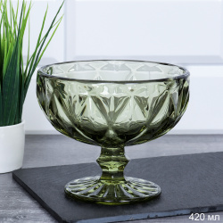 Креманка 420 мл / KF-037-1 /уп 48/ зеленая ШТУЧНО