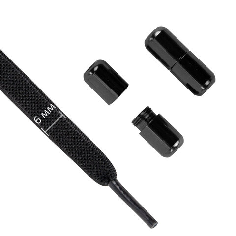 Шнурки плоские эластичные ЧЕРНЫЕ длина 100 см, ширина 6 мм, 2 капсулы, цвет серебряный, SHEGRA, 701713