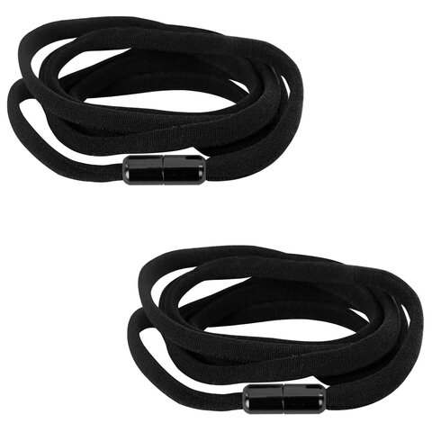 Шнурки круглые эластичные ЧЕРНЫЕ длина 100 см, диаметр 5 мм, 2 капсулы, цвет серебряный, SHEGRA, 701715