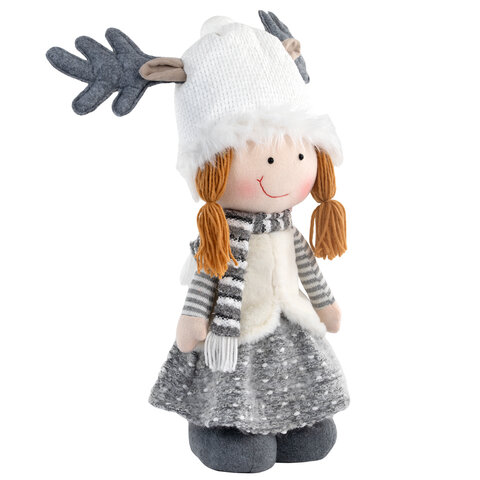 Украшение новогоднее интерьерное 75 см "Девочка", телескопические ножки, полиэстер, ЗОЛОТАЯ СКАЗКА, 592507