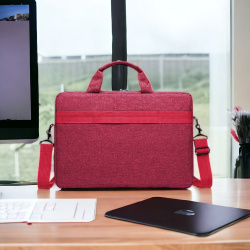 Сумка для ноутбука 15.6 Elegance, красная / Крепление для чемодана, застежка на липучке, утолщенная стенка в кармане