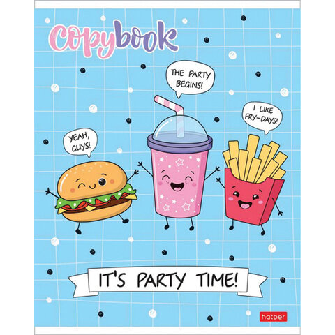 Тетрадь А5, 48 л., HATBER, скоба, клетка, обложка картон, "Пришла еда" (микс в спайке), 068336, 48Т5лВ1