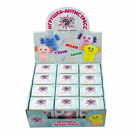 Игрушка-антистресс "АКСОЛОТЛЬ", 8 см, ассорти, 4 цвета, дисплей, JOLLY JOT (ДЖОЛЛИ ДЖОТ), 665806