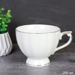 Чашка чайная 250 мл на ножке / GC47-12G 240 /уп 8/ костяной фарфор