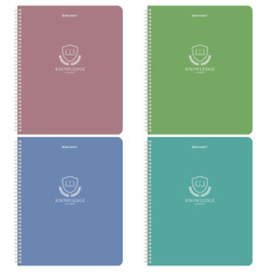 Тетрадь А5, 48 л., BRAUBERG, гребень, клетка, матовая ламинация, "Knowledge" (микс в спайке), 405324