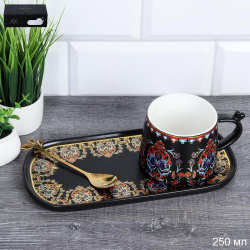 Чайный набор 250 мл 3 предмета с ложкой/ CY8392 /уп 36/